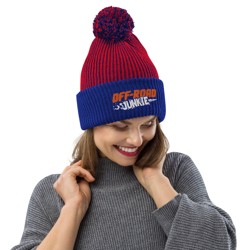 Load image into Gallery viewer, Off-Road Junkie Embroidered Pom-Pom Beanie
