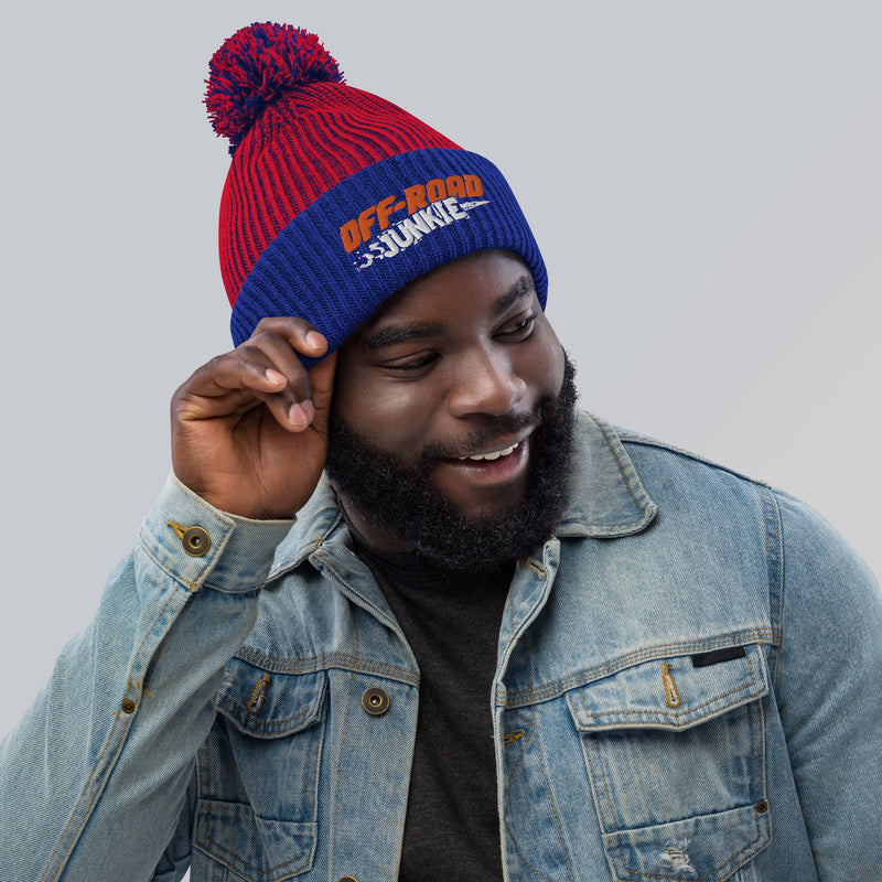 Load image into Gallery viewer, Off-Road Junkie Embroidered Pom-Pom Beanie
