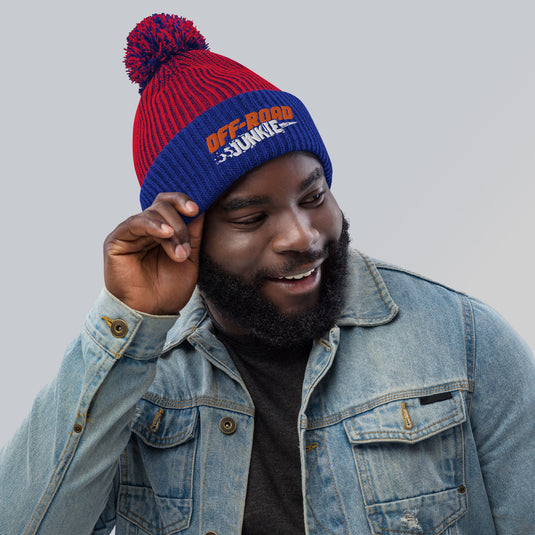 Off-Road Junkie Embroidered Pom-Pom Beanie